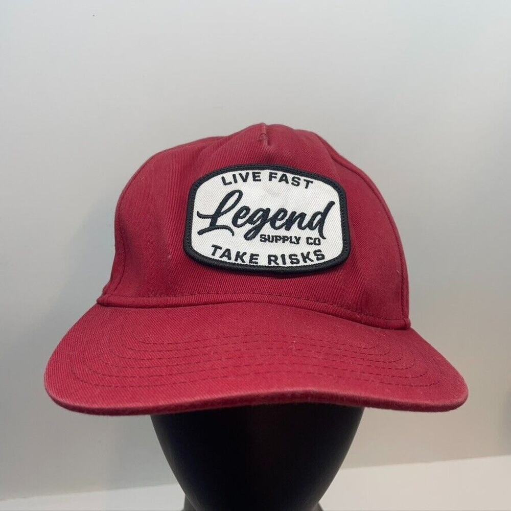 LIVE FAST TAKE RISKS Legend Supply Co Red Hat